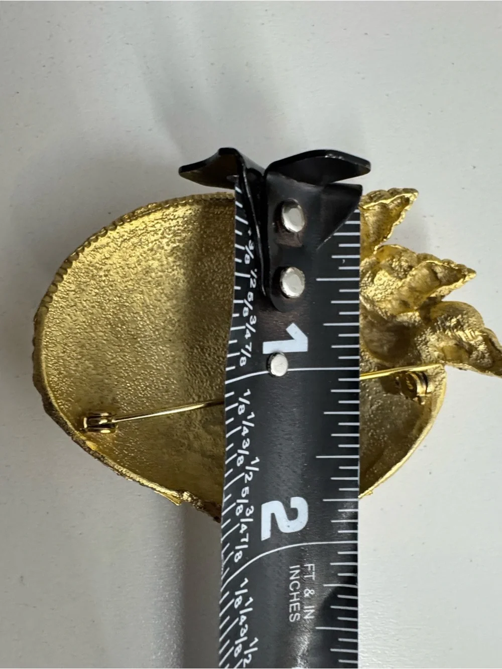 Gold Seashell & Floral Statement Brooch Pin – Coastal Ocean Beach Jewelry